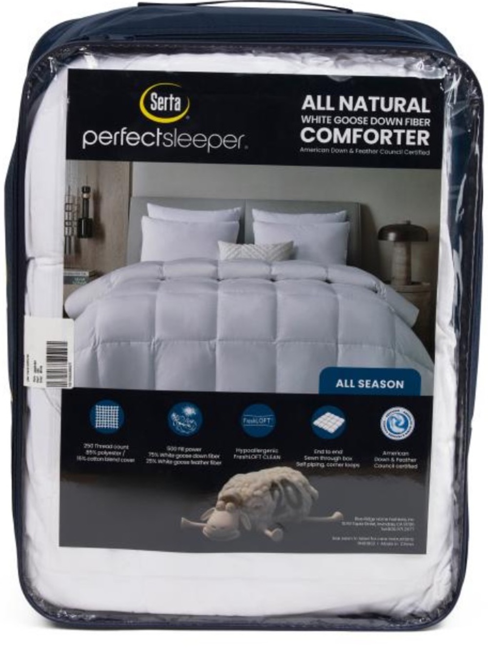 SERTA Perfect Sleeper All Natural White Goose Down Fiber Comforter - White